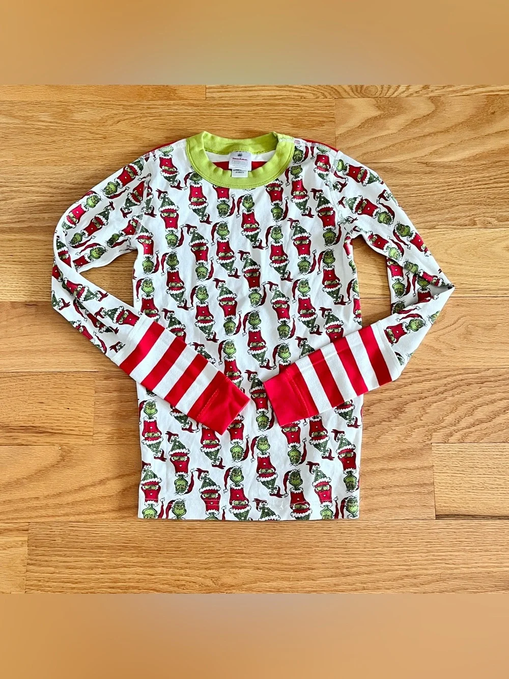 Hanna Andersson Christmas Grinch pajamas 150 12 stripe long John 2 piece cotton